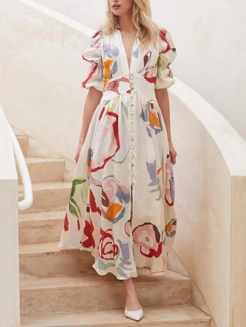 New Polyester Spring Summer Long Maxi Dress